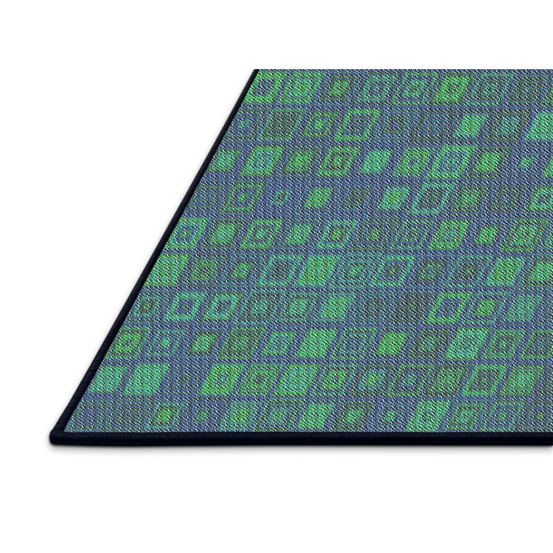 Tapis géométrique vert / bleu, Rectangle 8 pi x 12 pi