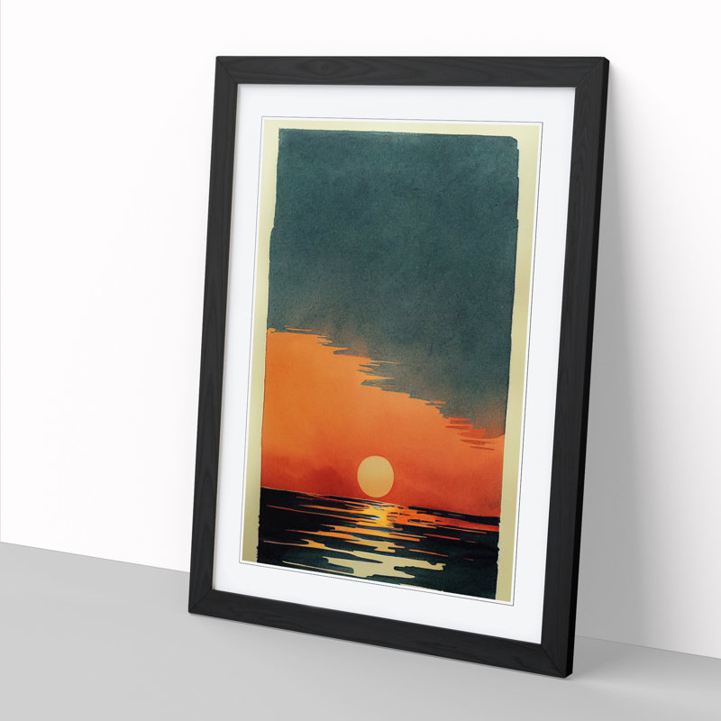 Sunset Ink Wash - Picture Frame Print, 46cm H x 25cm W x 2cm D, Walnut