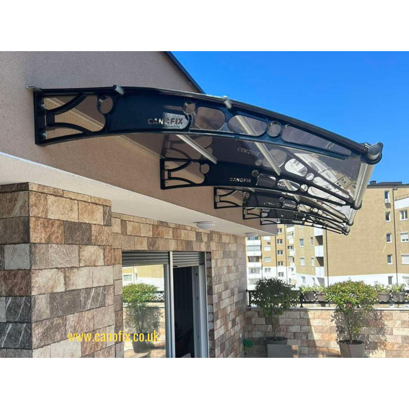 3.5m Width x 1.5m Depth Door Canopy Black-Bracket Bronze-Sheet
