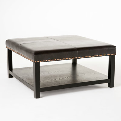 Storage Coffee Table In Brown Color Scheme, Birch Wood Frame With Cushion, 36.27" Depth X 34.16" Width 18.21" Height Bench Compartment, Material, Dark Finish, 36.27"D 34.16"W 18.21"H