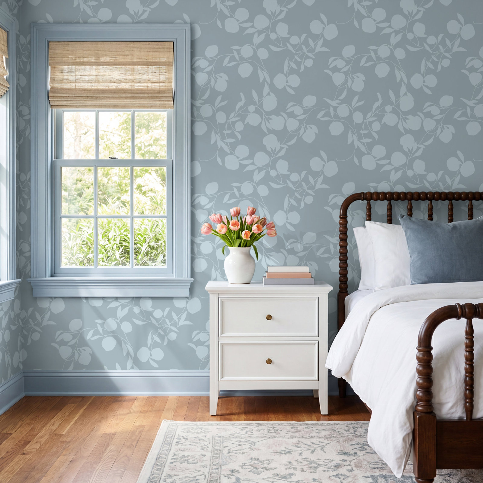 Keller Floral Wallpaper, Blue