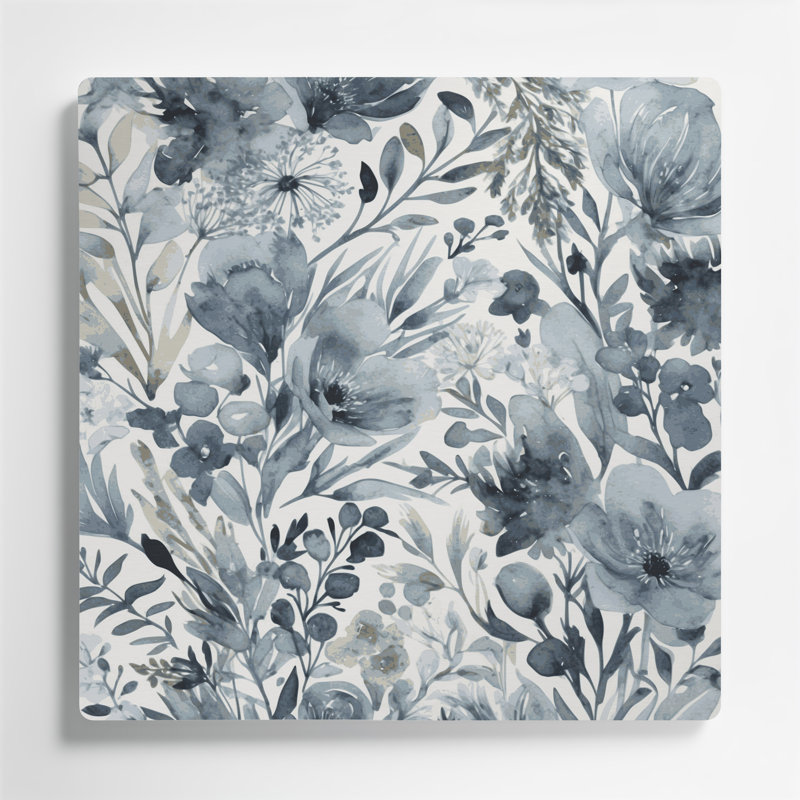 Art mural aquarelle floral bleu 69, H 32 po x l 32 po