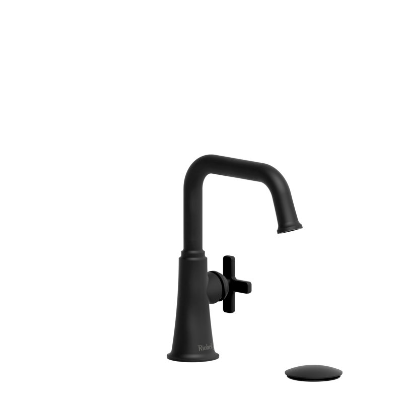Robinet de salle de bain à trou unique avec drain en U Momenti ™, Noir, Croix 1
