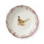 Ensemble de 4 bols à soupe Pheasant Grove 8in 26oz - Assortiment de conceptions de faisan Naturalist sur grès ivoire avec bordure botanique festonnée bourgogne