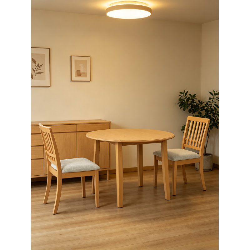 Ensemble de salle à manger extensible 3 pièces avec 2 chaises rembourrées, petite table en bois Mid-Century pour petite cuisine