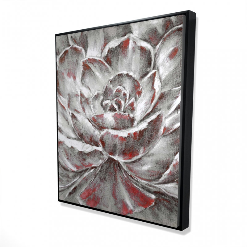 Gray And Pink Flower Print On Canvas