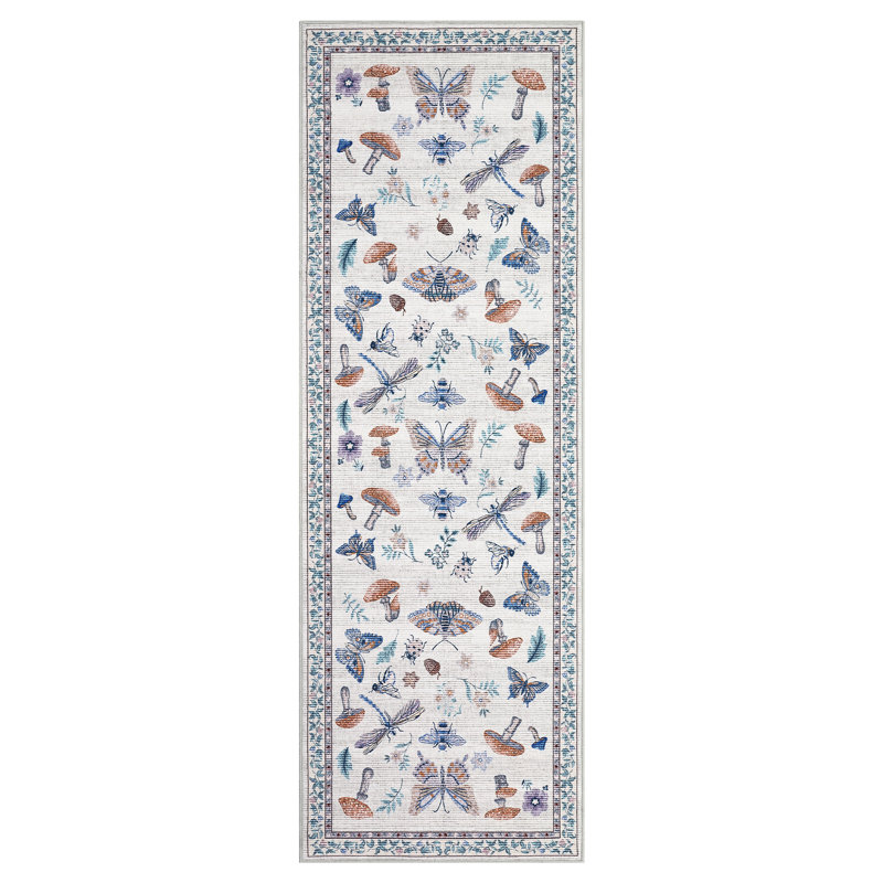 Rectangle Floral Area Rug, Beige, 140*200cm
