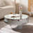 Round Coffee Table with Silver Mirror Crystal Edge Frame-153870615