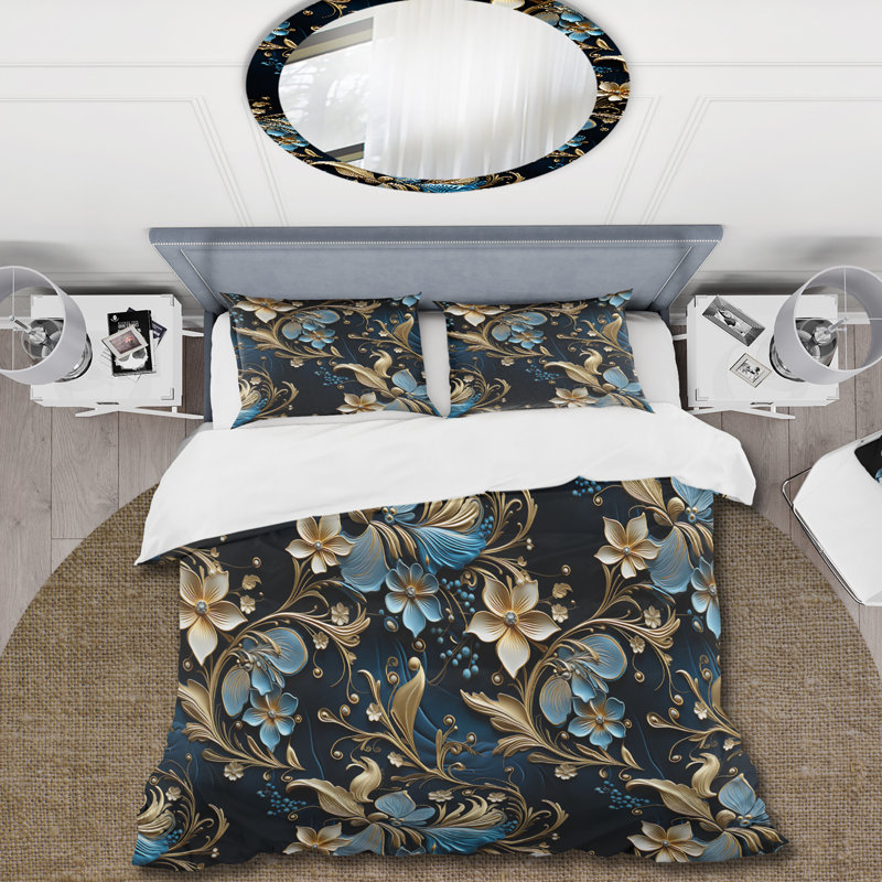 Ensemble de housse de couette Gilded Luxe Paisley Pattern III - Paisley, Housse de couette simple + 1 taie décorative stan