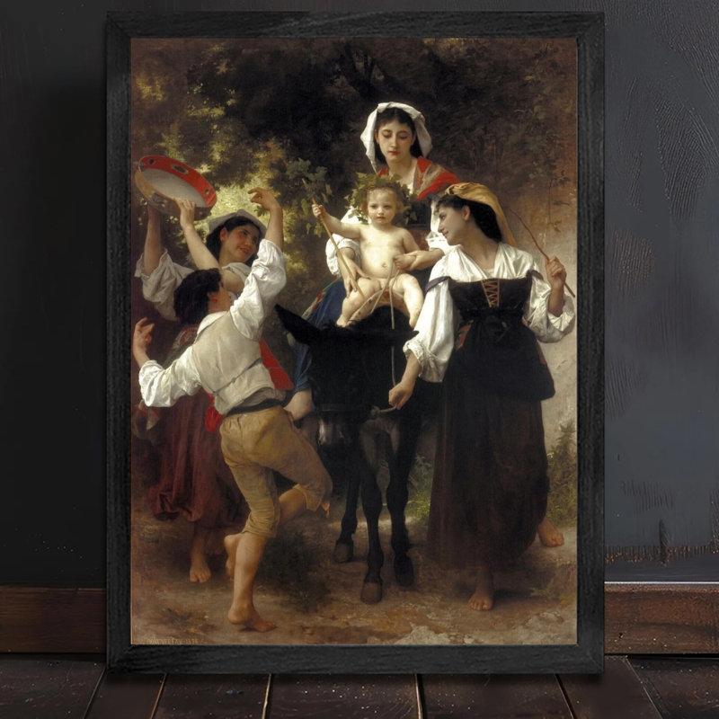 Reproduction d'art moderne sur toile encadrée, "Modern Women", trois femmes et un bébé, prêt à accrocher, H 17 po x l 13 po