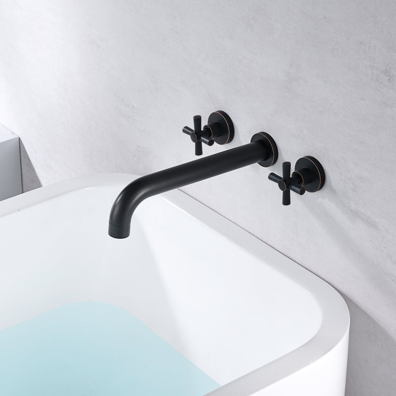 High Flow Rate Extra Long Spout Double Handle Wall Mounted, Oil Rubbed Bronze, Cross Handle