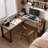 Solid wood walnut-colored L-shaped corner desk-217062027-217062017