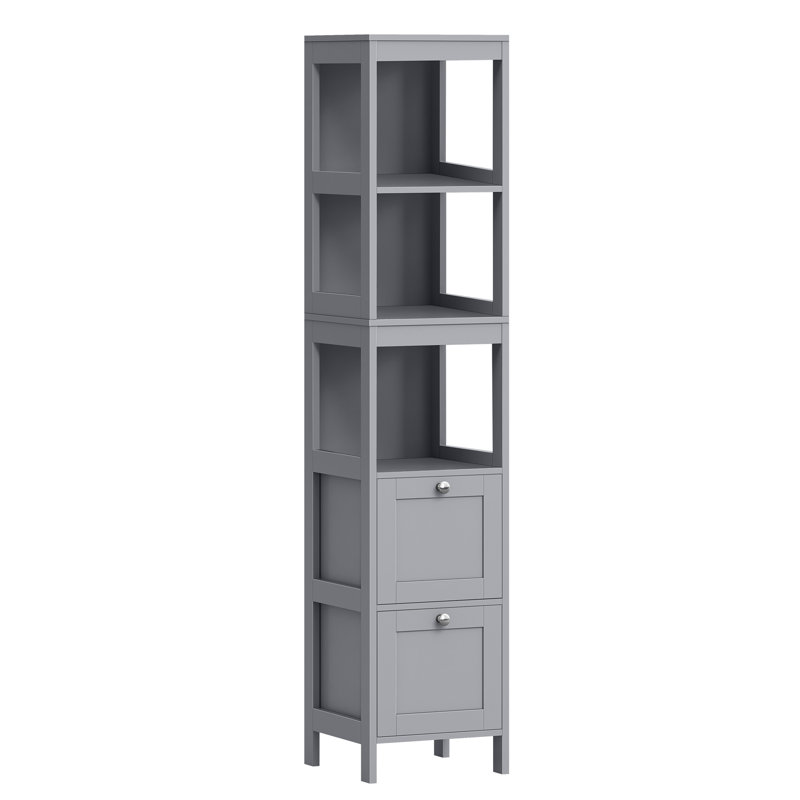 Armoire à linge autoportante Oxfordshire, Blanc / argenté, 55,9 po x l 12 po x P 12 po