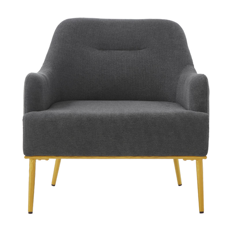 Chaises d'appoint modernes, chenille gris foncé avec pieds en métal doré pour tout espace