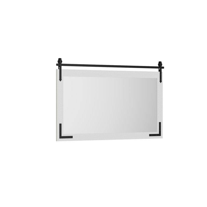 Miroir de grange avec cadre en bois massif et verre trempé, 26 po x 40 po, Bois blanc