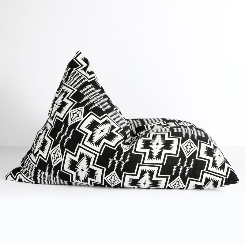 Sunbrella® Outdoor Friendly Bean Bag Lounger, Black/White Polystyrene