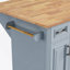 Grand îlot de cuisine de 54 pouces avec abattant en bois d'hévéa, texture en relief et grand espace de rangement sur 4 roulettes, idéal pour les cuisines modernes et de maison de campagne-1800312875