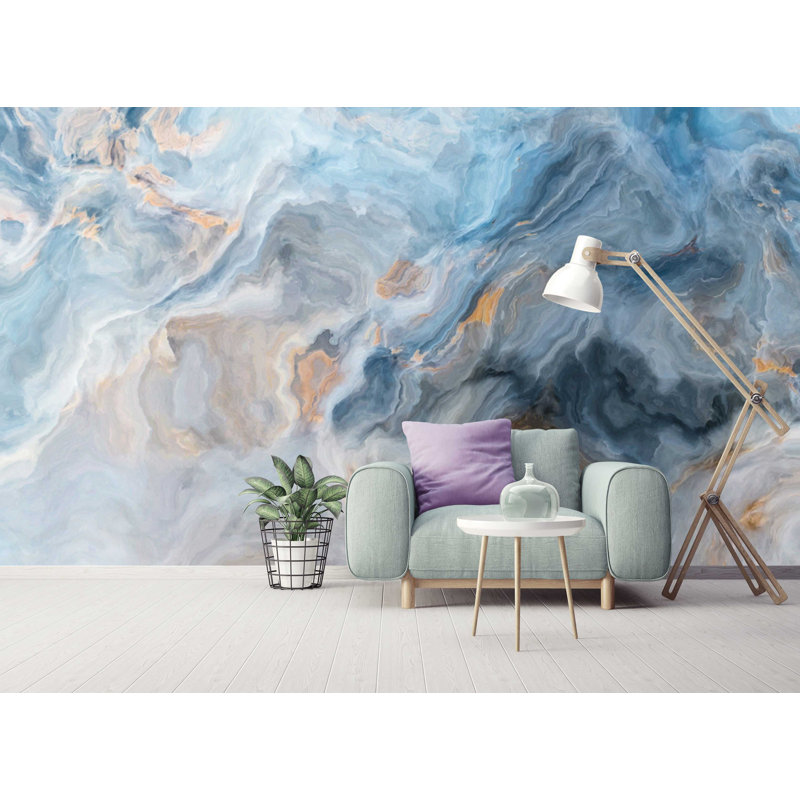 Papier peint amovible à motif abstrait marbré, L 75 po x l 112 po