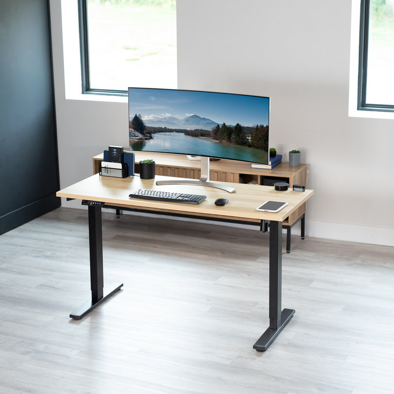 Plateau de table d'angle carré 55 po x 24 po VIVO, Bois clair