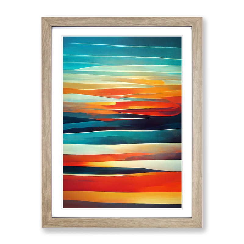 Abstract Sunset No.2 - Framed Print, 64cm H x 46cm W x 2cm D, Oak Framed