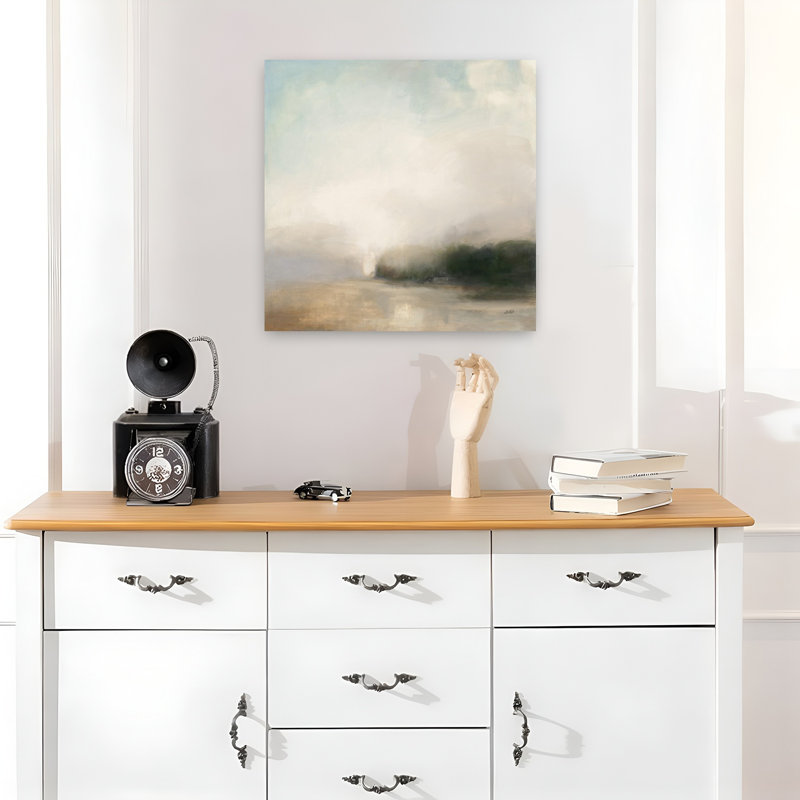 Forêt contemporaine lointaine avec art abstrait bleu, H 18 po x l 18 po