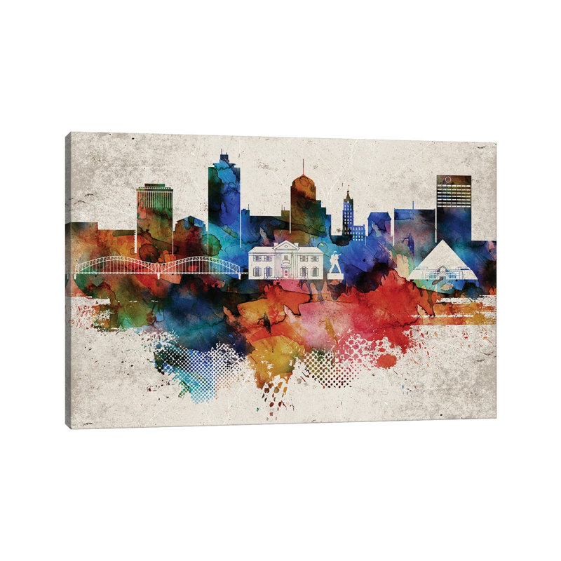 Memphis Abstract Skyline by WallDecorAddict - Wrapped Canvas Painting, 66.04 cm H x 45.72 cm W