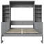 Lit escamotable double avec tablettes de rangement et tiroirs, gris-129186093