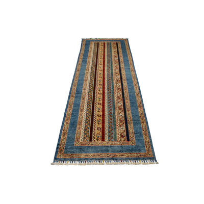 3x10 Multicolor and Blue Turkish Tribal Runner