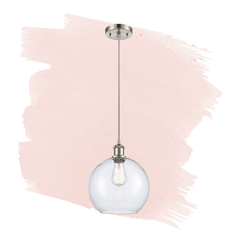 Luminaire suspendu sphère 1 lumière Baptista, Ampoule DEL 6 watts Vinage, Grainé, Nickel satiné brossé