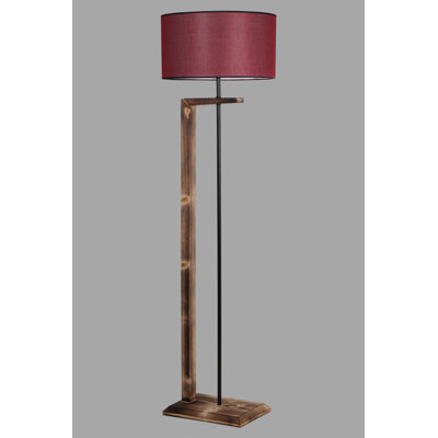 Élégante lampe sur pied avec structure en métal et en bois, brun et rouge bordeaux | 64,2 po de hauteur, diamètre de l'abat-jour: 17,7 po | Interrupteur marche / arrêt sur câble, douille E27, 40 W maximum | Parfait pour le salon, la chambre à coucher et le bureau