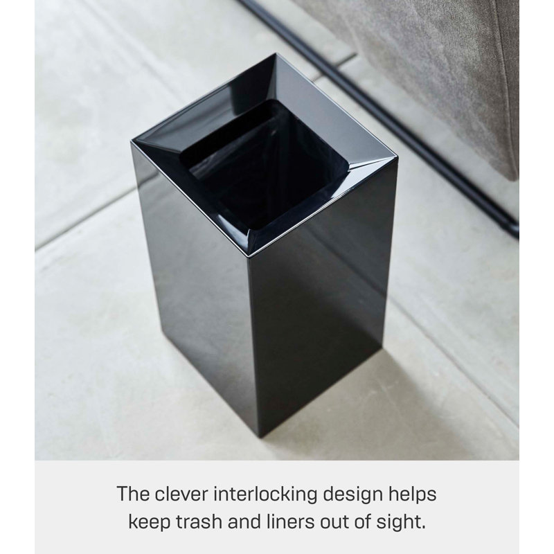 Black Minimalist Plastic Square Waste Basket
