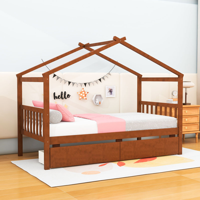 Shawsville Daybed with 2 Big Drawers, Walnut, Twin