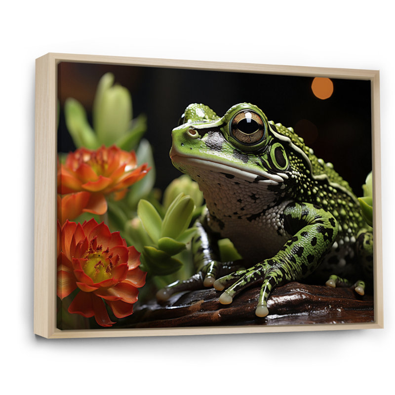 Grenouille amphibienne sérénade - impression, H 30 po x l 40 po x P 1,5 po, Cadre naturel flottant