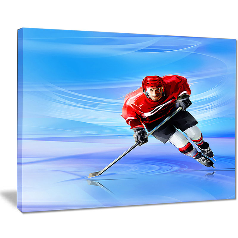 « masculin hokey player », impression sur toile tendue, H 30 po x l 40 po x P 1 po