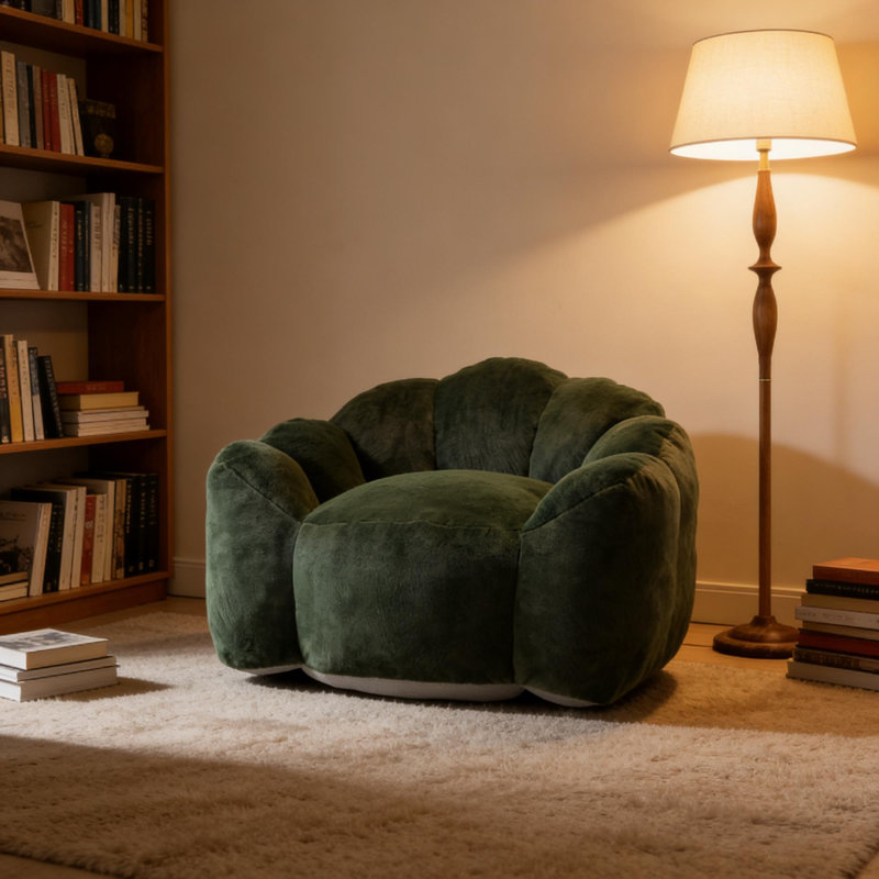 Fauteuil à billes avec coussins à compression Lotus pour adultes, fauteuil avec coussins et accoudoirs, Vert