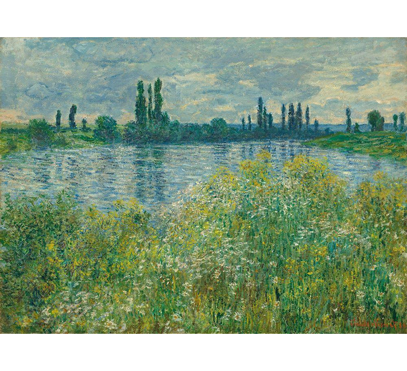 Red Barrel Studio Monet, Claude Gallery Wrapped Canvas Art Titled: Banks of the Seine, Vetheuil