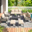 Charlsa Power Coated Aluminium 9 - Person Seating Group with Cushions-1362696452-1362696459