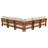 Table basse d'extérieur en L en bois massif de 102 po avec coussins crème Pomona