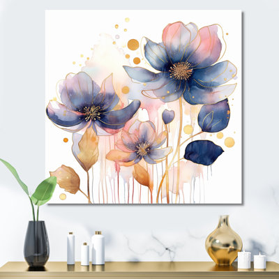 Blooms bleu et beige harmonieux I - art mural floral salon_105660