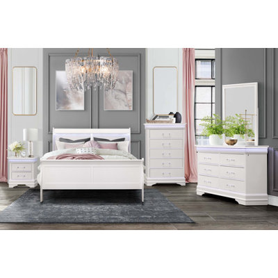 Table de chevet blanche Charlton avec DEL