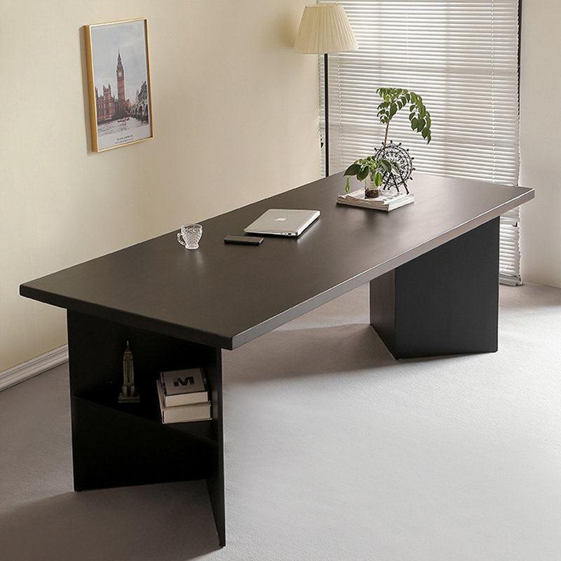 Bureau rectangulaire en bois massif noir, H 29,53 po x l 55,12 po x P 27,56 po