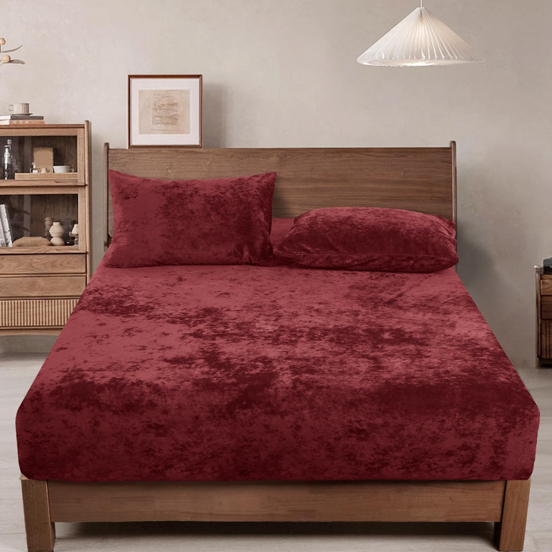 PHF Truly Velvet Fitted Sheet, Luxury Super Soft Cozy Fuzzy Fleece Bottom Sheet, Deep Pocket Up to 16",Strenghth Elastic Band, Suitable for Fall Winter Spring,No Pillowcases