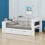 Lit plateforme en bois avec tablettes de rangement, tiroirs, station de charge, DEL, bureau et tête de lit tapissier-1817392807-1817392826