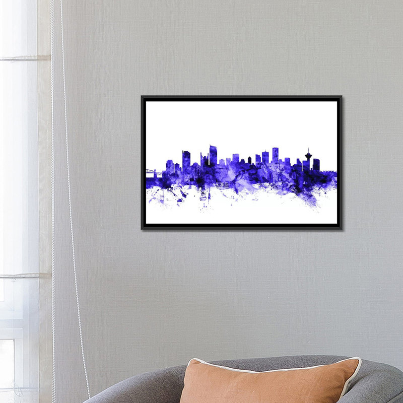 «Vancouver, Canada Skyline» par Michael Tompsett, impression sur toile tendue, H 18 po x l 26 po x P 1,5 po, Pas de tapis