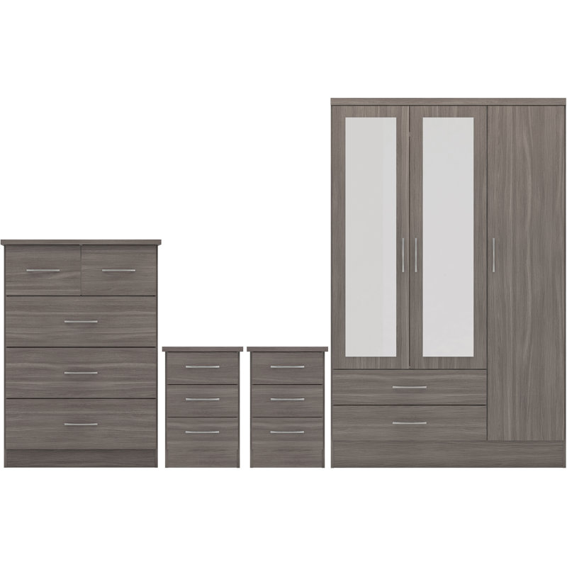 Cascio 4 Piece Bedroom Set, Black Wood Grain