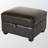 Kasius Ottoman in Rich Dark Brown Faux Leather and Solid Wood Legs, 14.9'' H X 24.9'' W X 20.85'' D