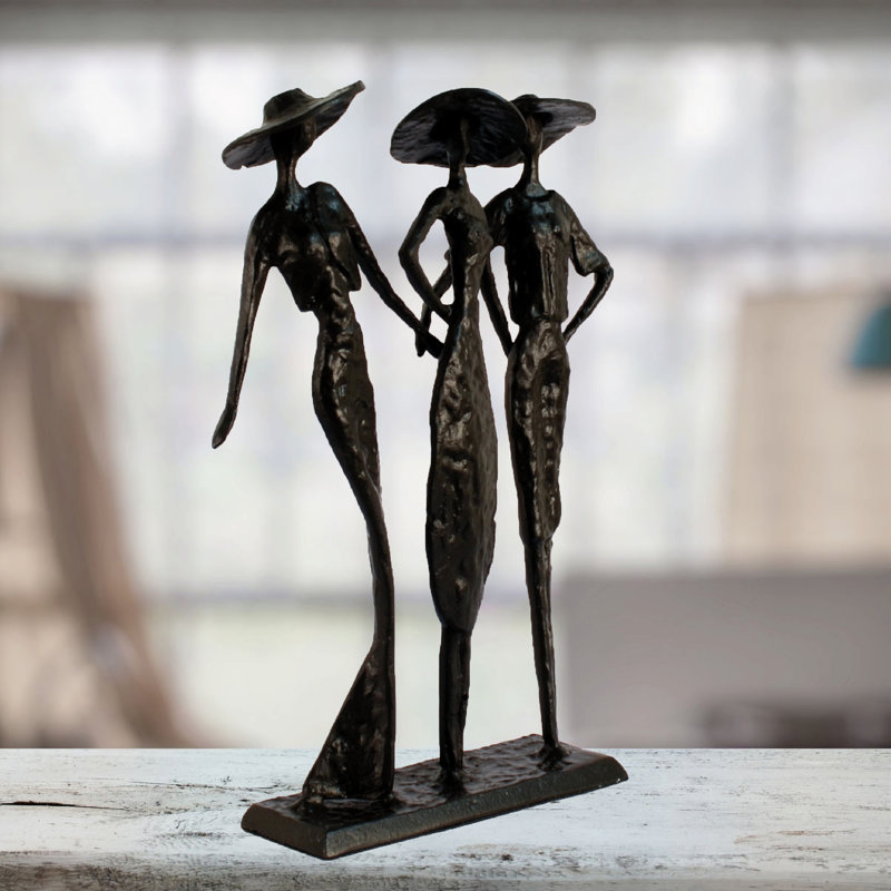 LADIES AT THE RACES Iron Figurine 27cm, Mocha