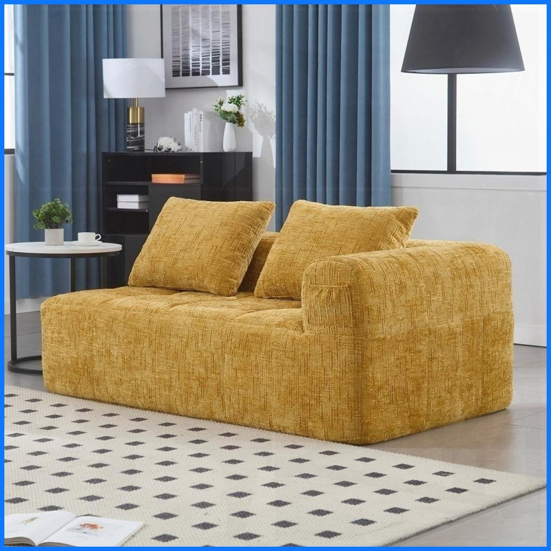 Canapé en chenille Minimalist, Jaune