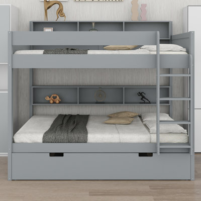 Bunk Bed Featuring Hidden Trundle, Perfect for Guest Rooms