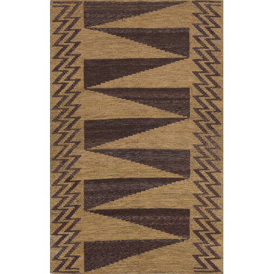 Tapis brun handwoven à tissage plat